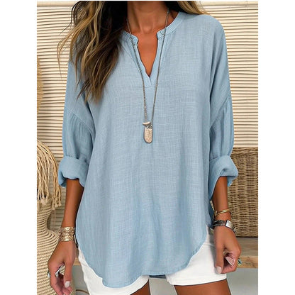 Hazel – Blouse à Col Notch Coupe Relaxée