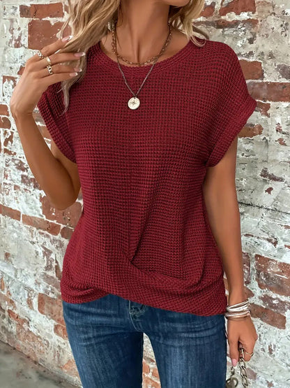 Tegan – T-shirt décontracté en tricot gaufré