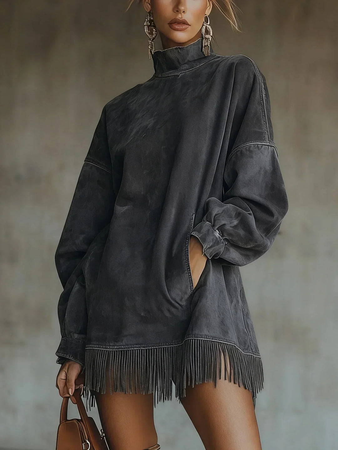 Amarinda | Sweatshirt surdimensionné avec détail à franges