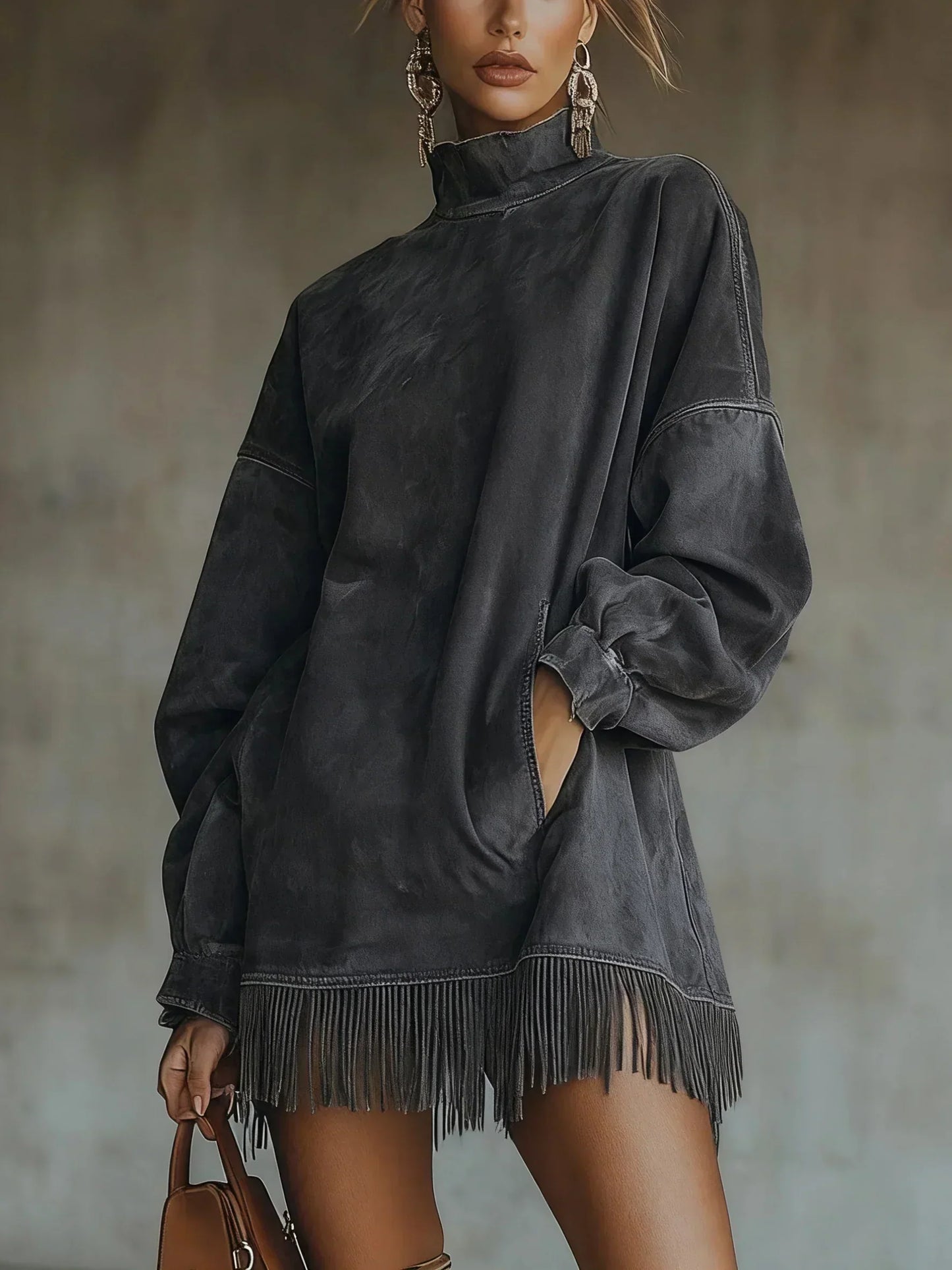 Amarinda | Sweatshirt surdimensionné avec détail à franges