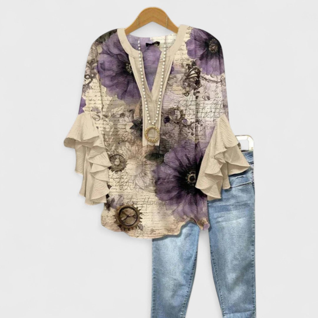 Cordelia™ | Blouse Imprimée pour Femmes avec Manches Volantes