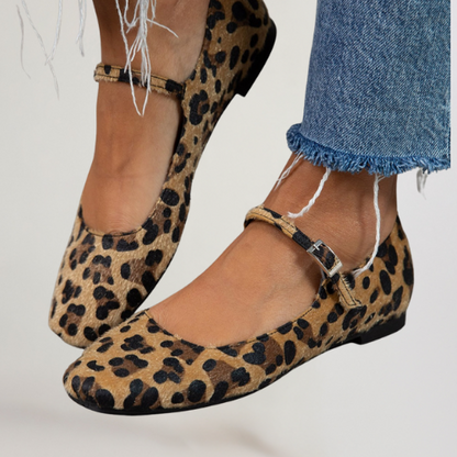 Rosetta - Ballerines Léopard en Cuir Velouté