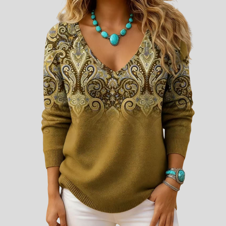 Amelia | Pull Élégant avec Col en V et Manches Longues