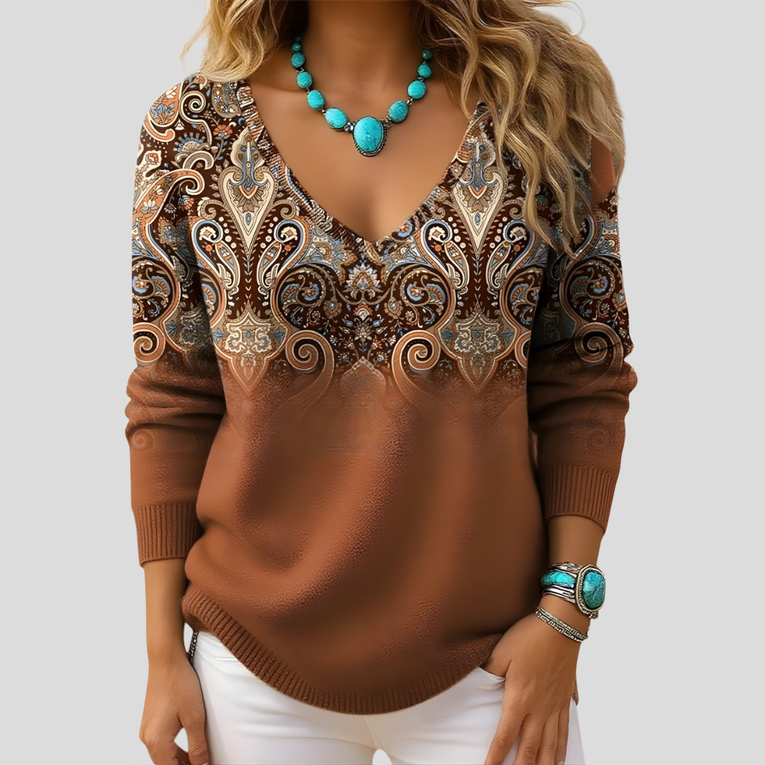 Amelia | Pull Élégant avec Col en V et Manches Longues