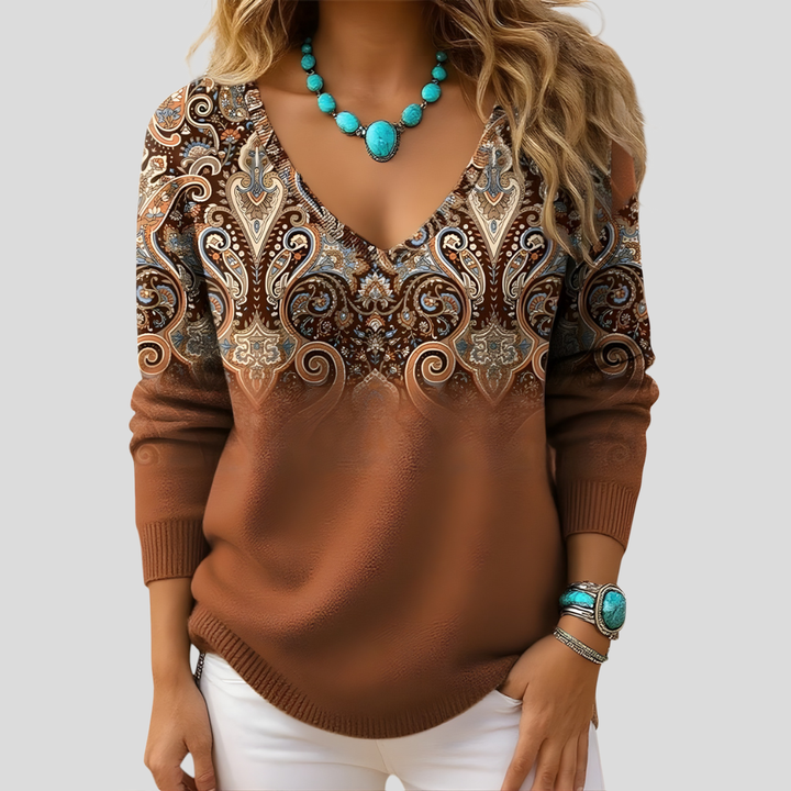 Amelia | Pull Élégant avec Col en V et Manches Longues
