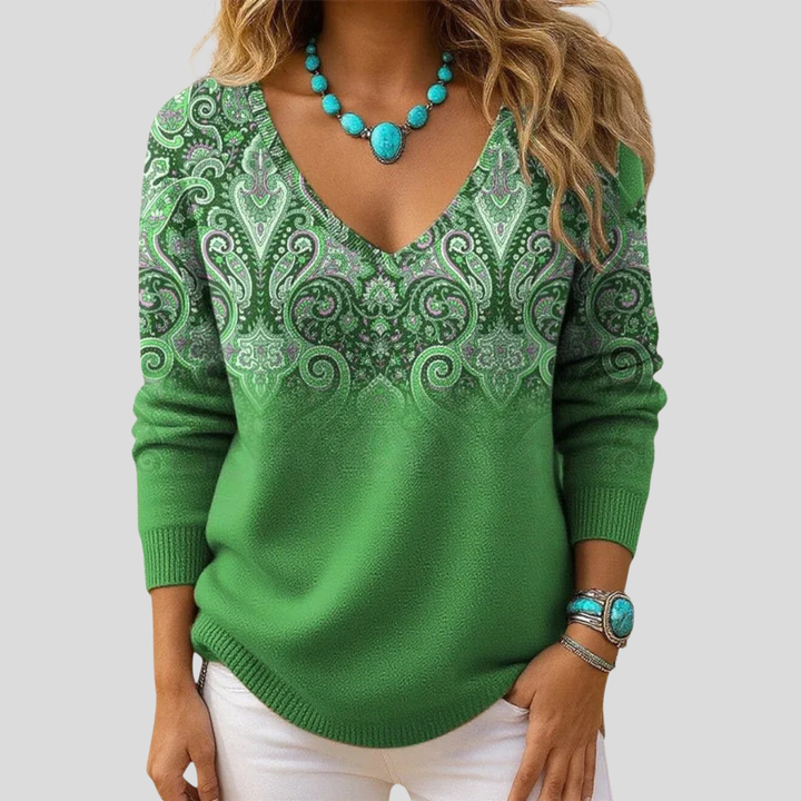 Amelia | Pull Élégant avec Col en V et Manches Longues