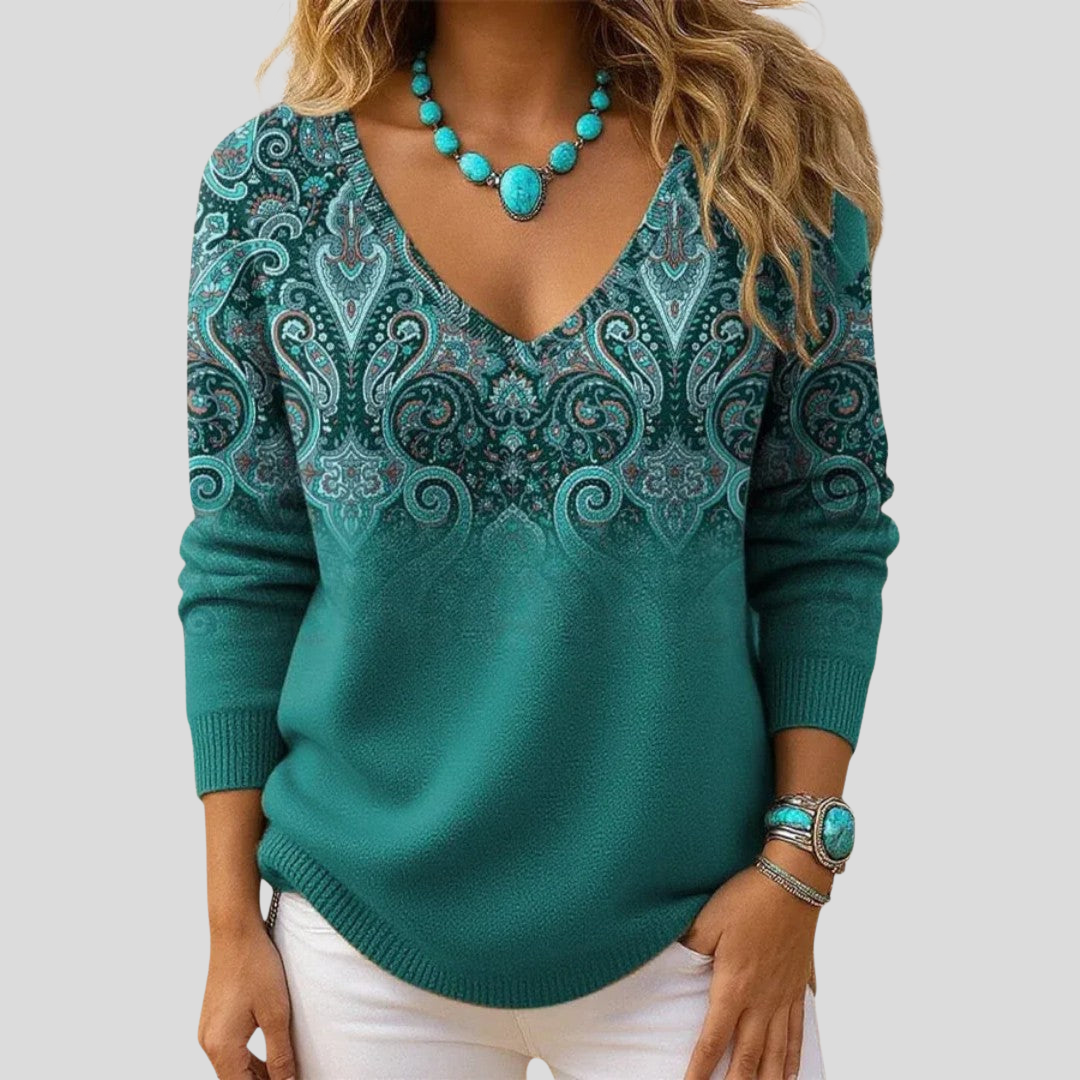 Amelia | Pull Élégant avec Col en V et Manches Longues