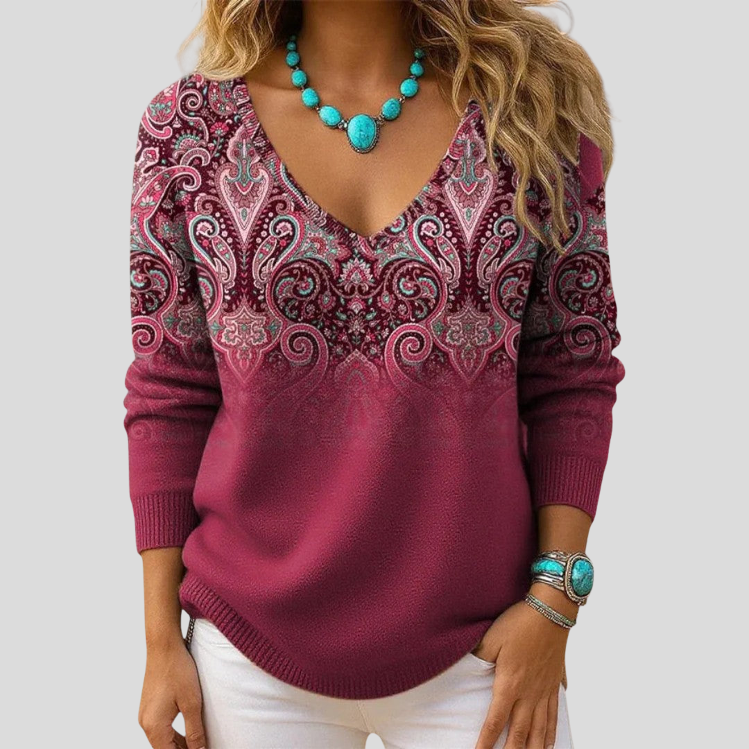 Amelia | Pull Élégant avec Col en V et Manches Longues