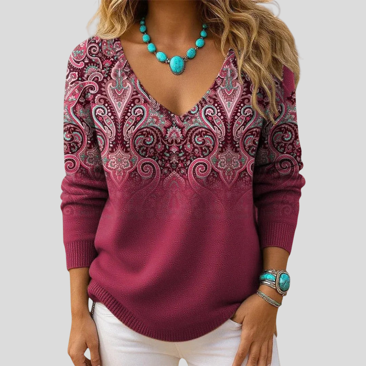 Amelia | Pull Élégant avec Col en V et Manches Longues