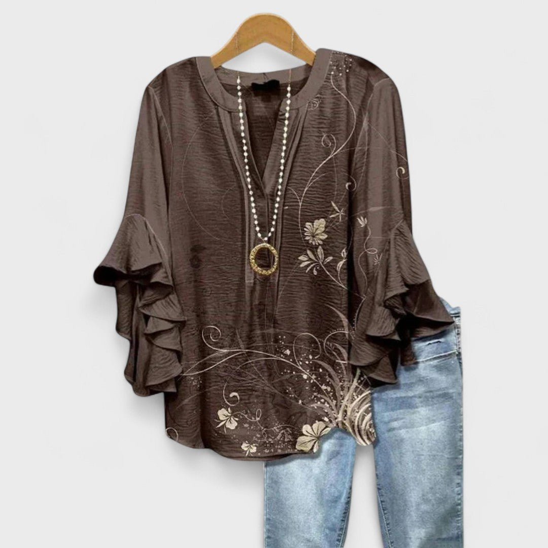 Cordelia™ | Blouse Imprimée pour Femmes avec Manches Volantes