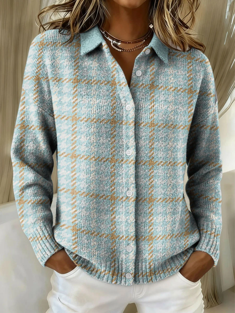 Tara™ – Blouse à Capuche Carreaux avec Accents Couleur Sable