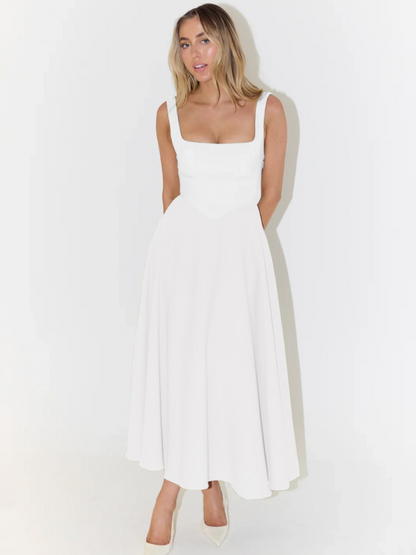 Robe Midi Élégante avec Décolleté Carré - Coupe Flatteuse Intemporelle