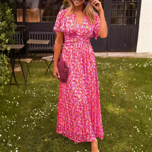 Élina – Robe longue fluide avec motifs floraux
