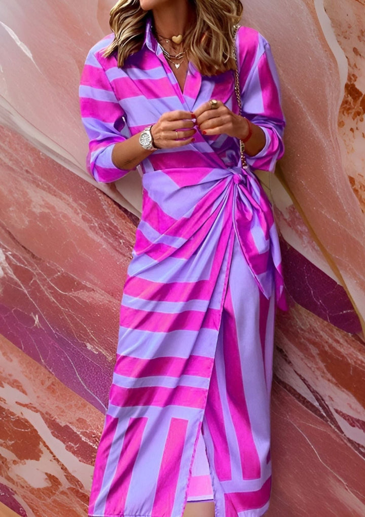 Amélie | Robe portefeuille rayée