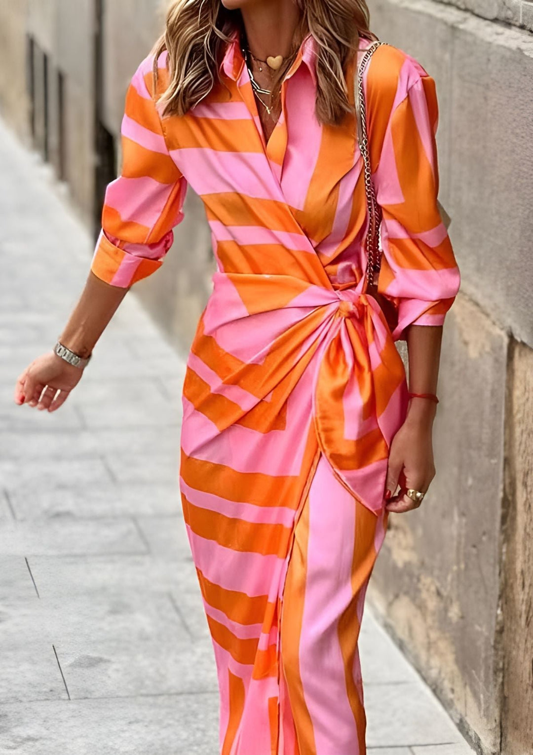 Amélie | Robe portefeuille rayée