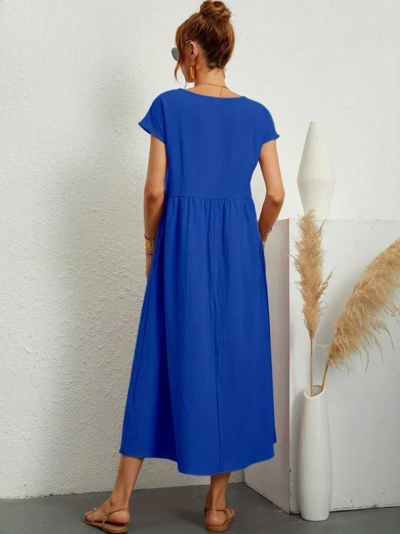 Maelis - Robe de Poche en Coton-Lin pour Femmes