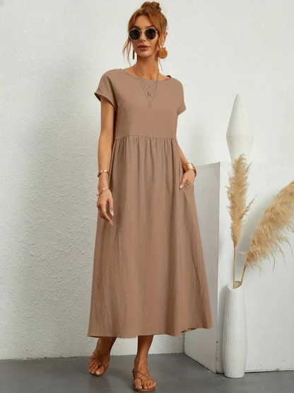 Maelis - Robe de Poche en Coton-Lin pour Femmes