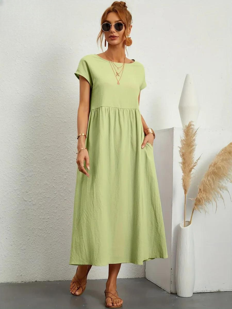 Maelis - Robe de Poche en Coton-Lin pour Femmes