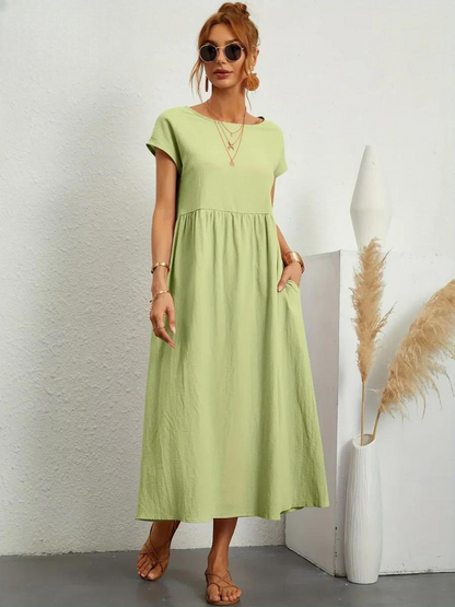 Maelis - Robe de Poche en Coton-Lin pour Femmes