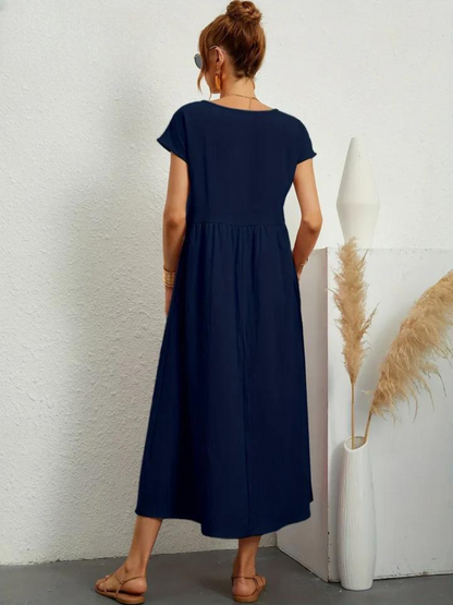 Maelis - Robe de Poche en Coton-Lin pour Femmes