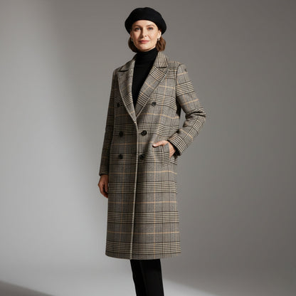Kathleen | Manteau en Laine à Carreaux Intemporel