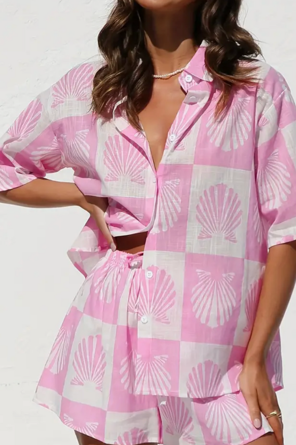 AVANYA – ENSEMBLE DE CHEMISE ET SHORTS D'ÉTÉ TENDANCE