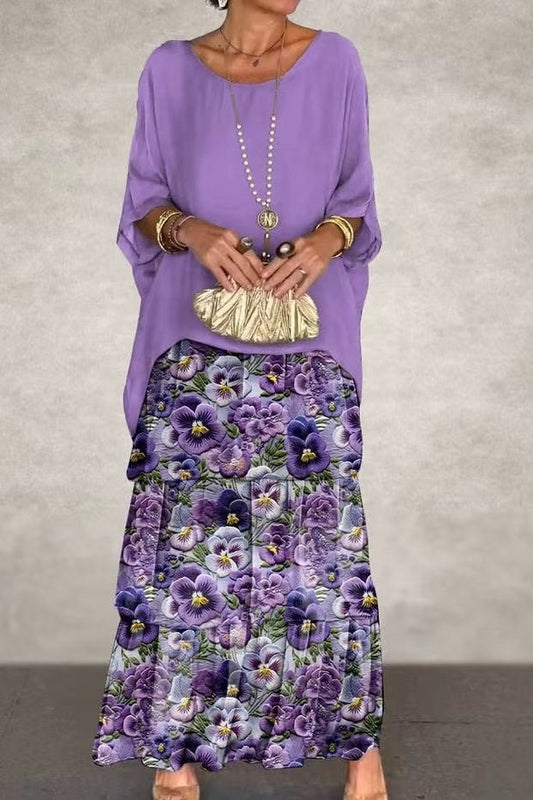 Robe Mantilla Nora - Fleurs Violettes