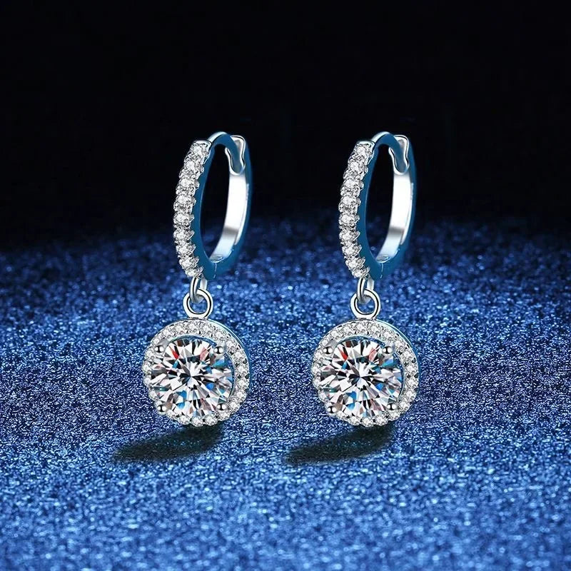 Boucles d'oreilles en moissanite 1 carat en argent sterling
