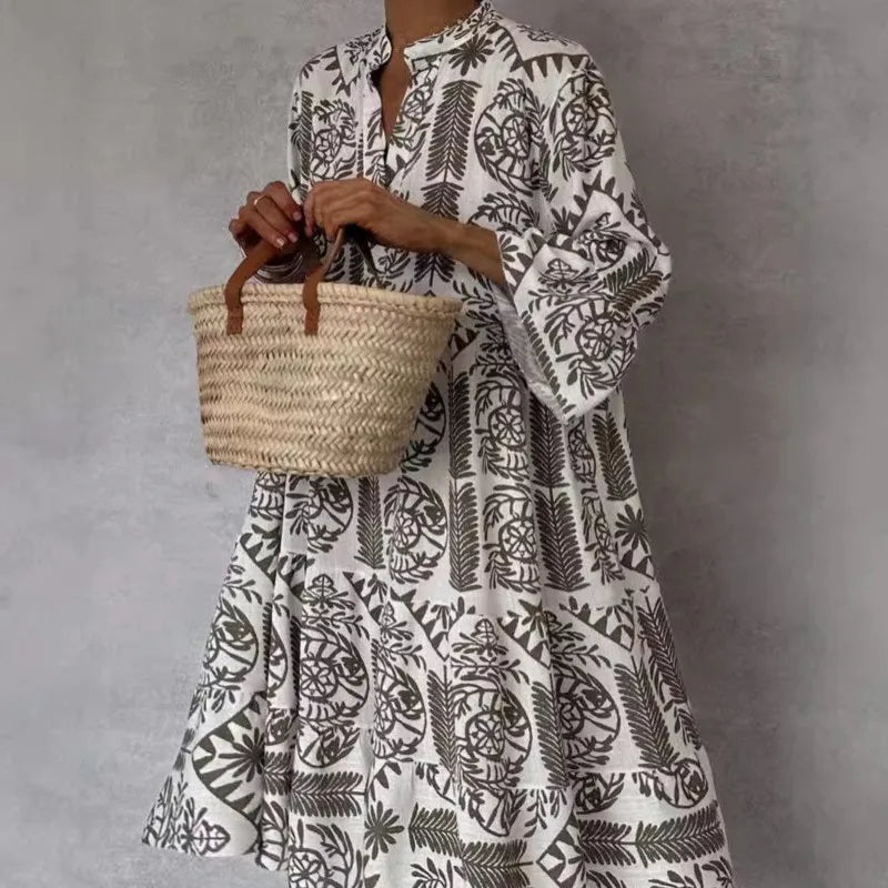 Adeline | Robe A-Line à Décolleté en V Imprimé