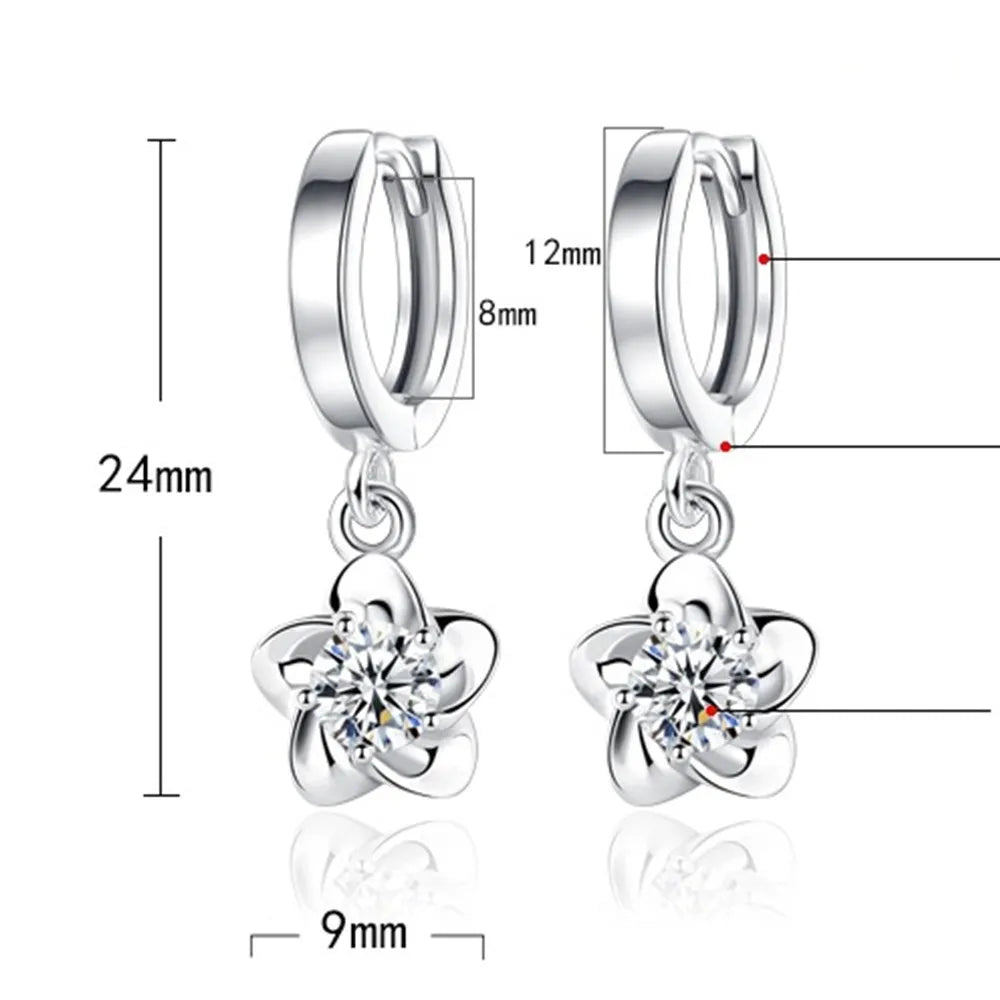 Boucles d'oreilles en argent sterling avec zircon violet et blanc