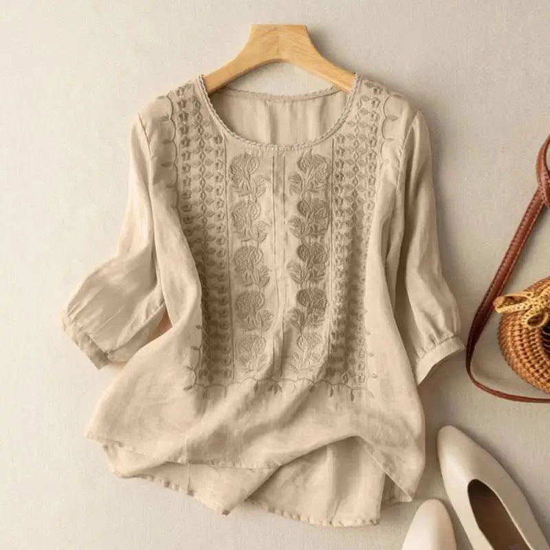 Aurora – Blouse Relaxée Brodée