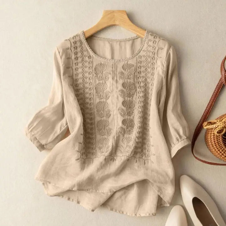 Aurora – Blouse Relaxée Brodée