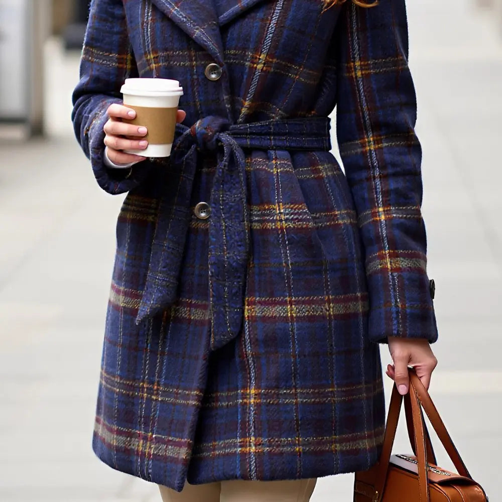 Jeanne | Manteau en Laine à Carreaux Classique