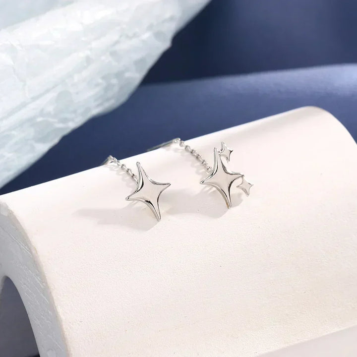 Boucles d'oreilles en chaîne étoile en argent sterling
