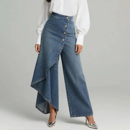 Pantalons en Denim à Jambes Larges Elara