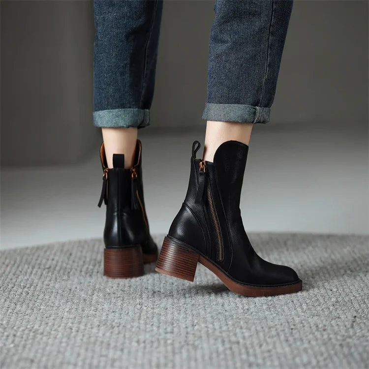 Elvera - Bottines en Cuir Lisse