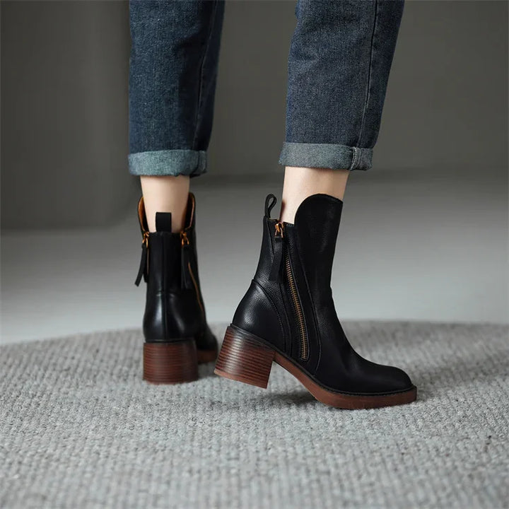 Elvera - Bottines en Cuir Lisse