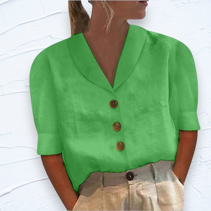 Blouse Boutonnée Retro-Chic avec Devant Noué
