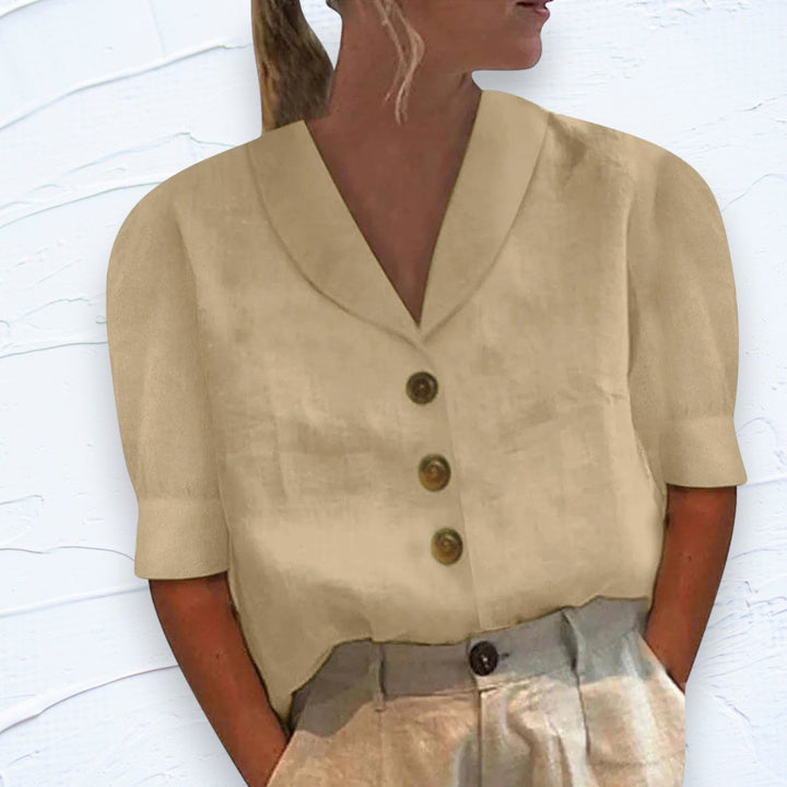 Blouse Boutonnée Retro-Chic avec Devant Noué