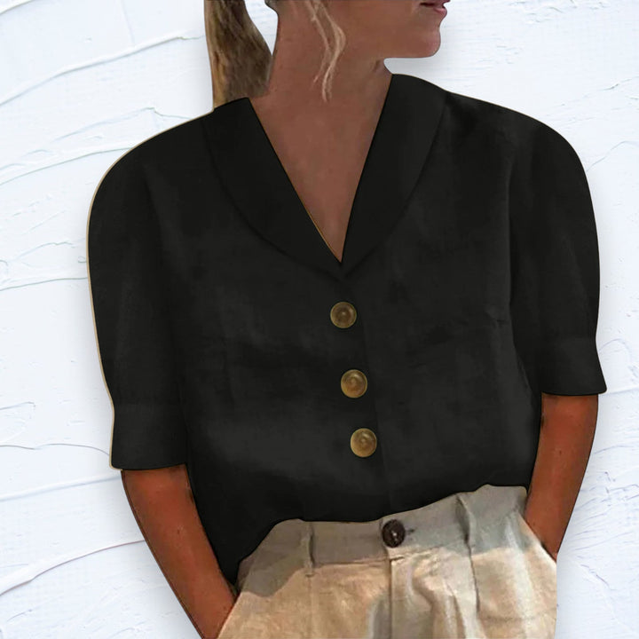 Blouse Boutonnée Retro-Chic avec Devant Noué