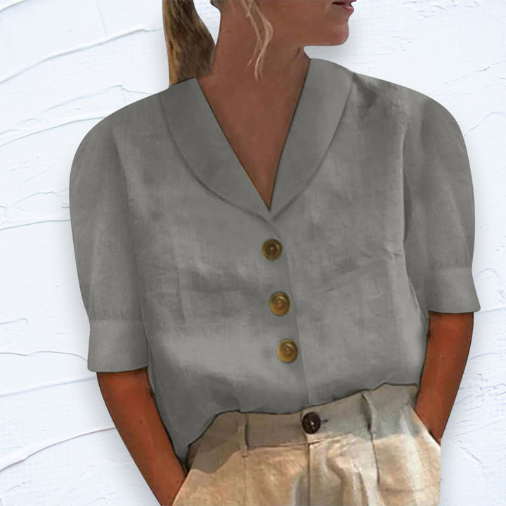 Blouse Boutonnée Retro-Chic avec Devant Noué