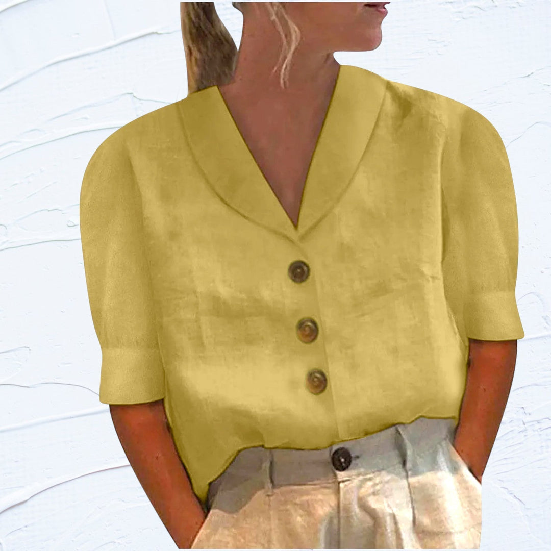 Blouse Boutonnée Retro-Chic avec Devant Noué