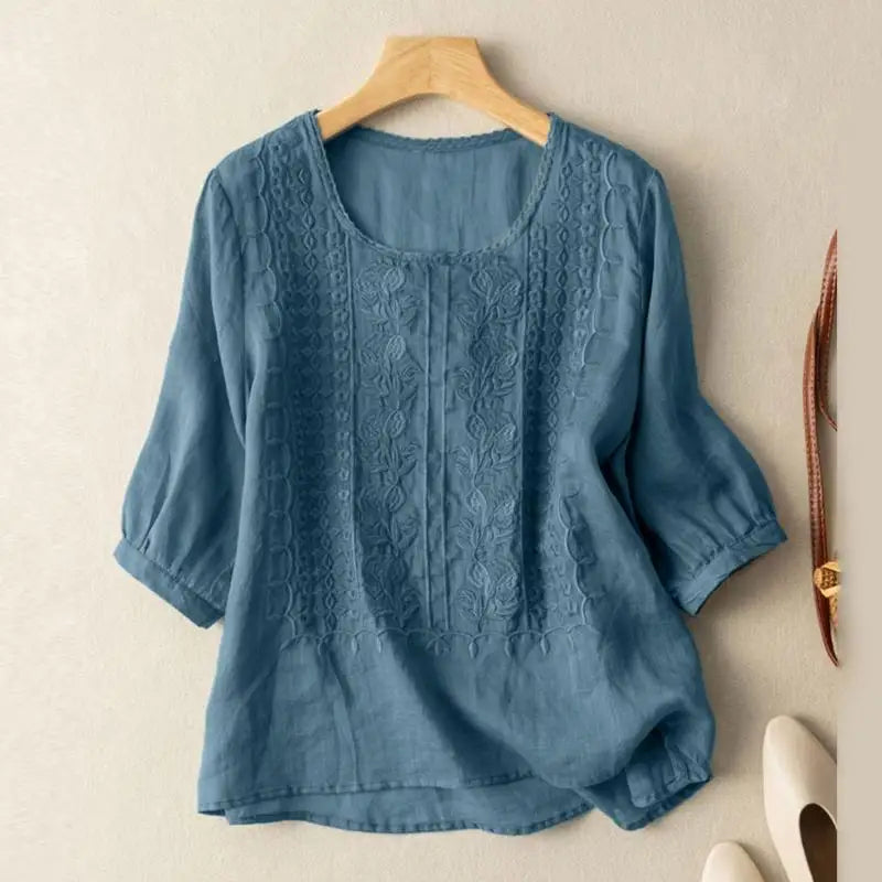 Aurora – Blouse Relaxée Brodée