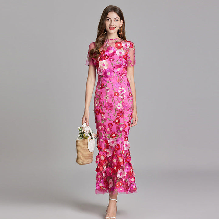 Andrea - Robe maxi transparente avec broderie délicate