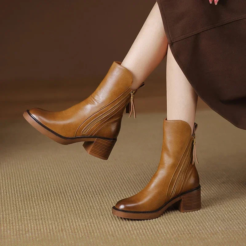 Elvera - Bottines en Cuir Lisse