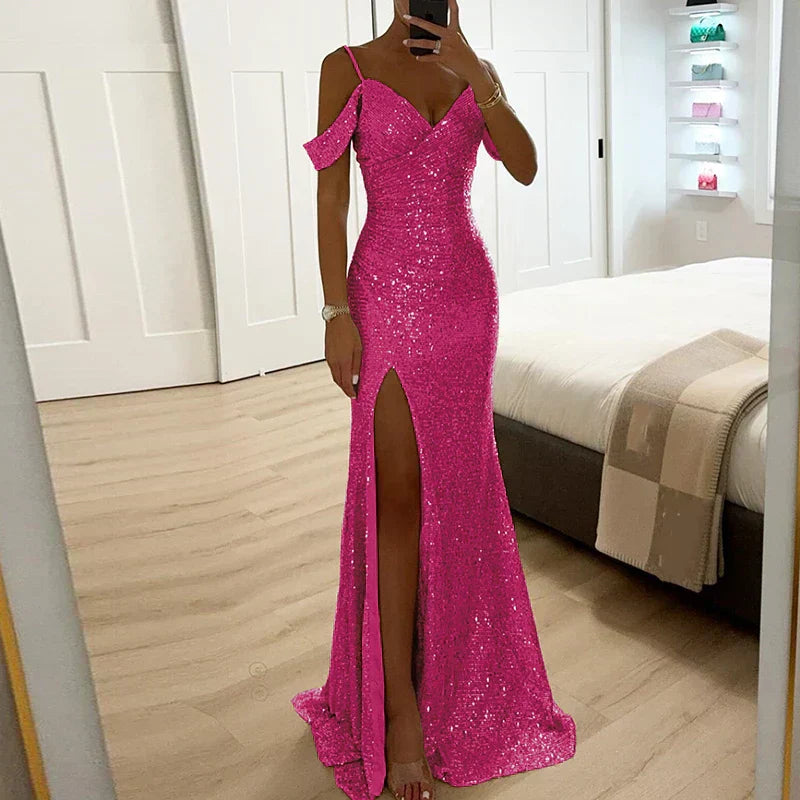 Lorena – Robe de Soirée Pailletée Sans Bretelles