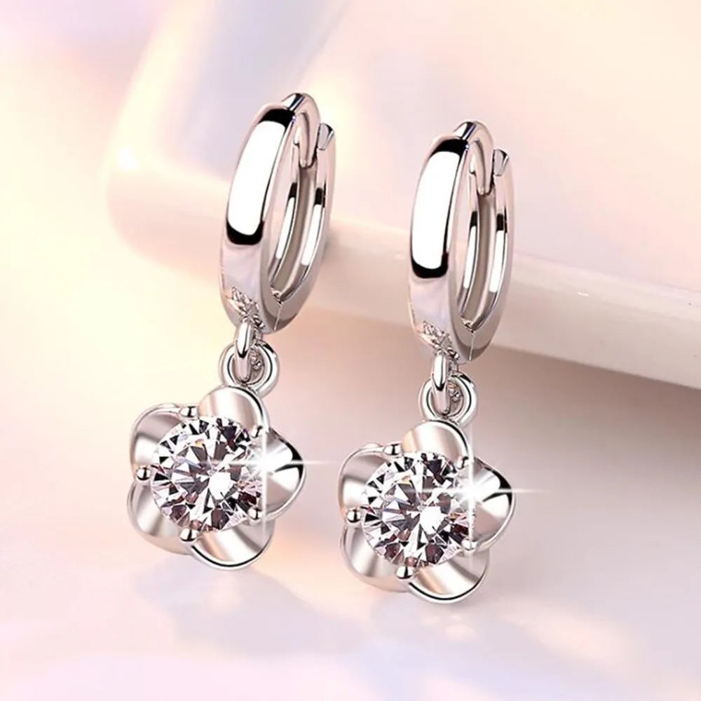 Boucles d'oreilles en argent sterling avec zircon violet et blanc