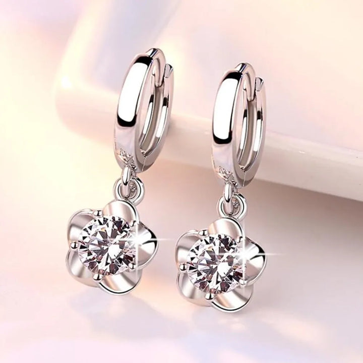 Boucles d'oreilles en argent sterling avec zircon violet et blanc