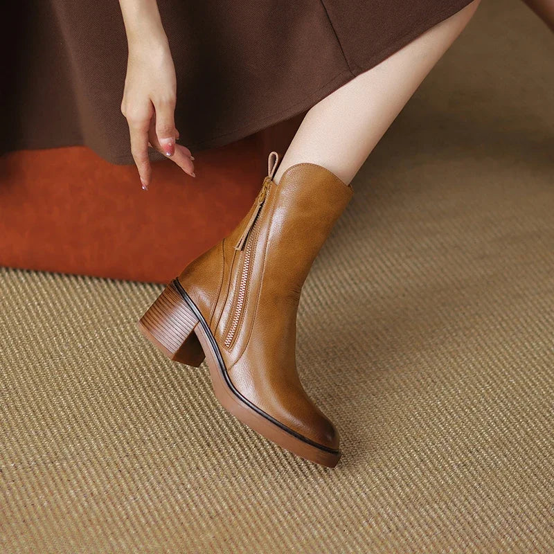 Elvera - Bottines en Cuir Lisse