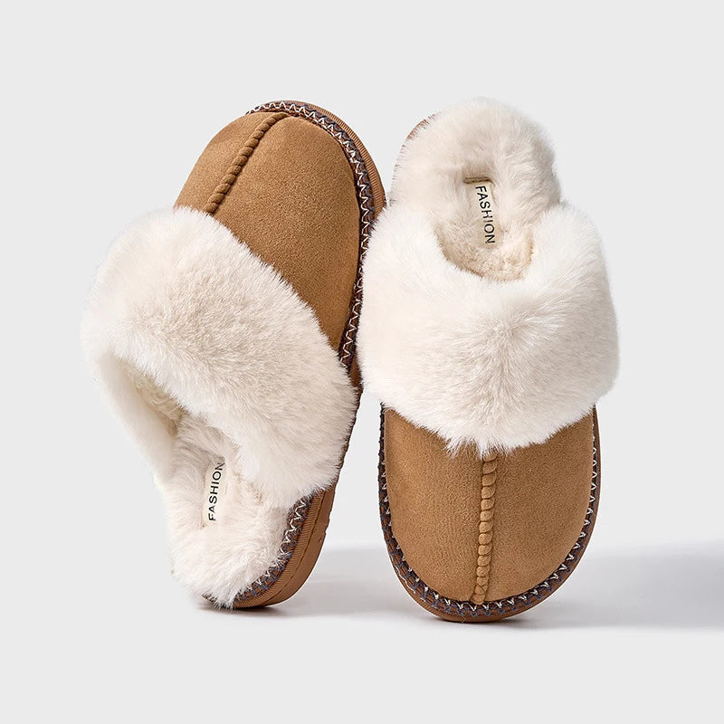 Chaussons d'Hiver Féminins en Peluche avec Doublure en Doux Velours et Confort Chaud